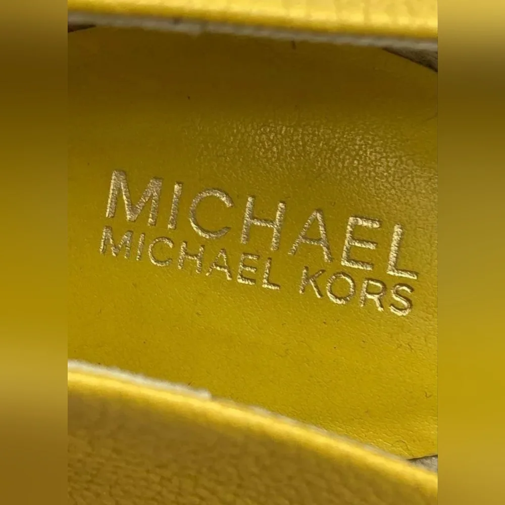 Michael Kors MK Hastings Size 7.5 Pebble Leather Yellow Slip On Espadrilles